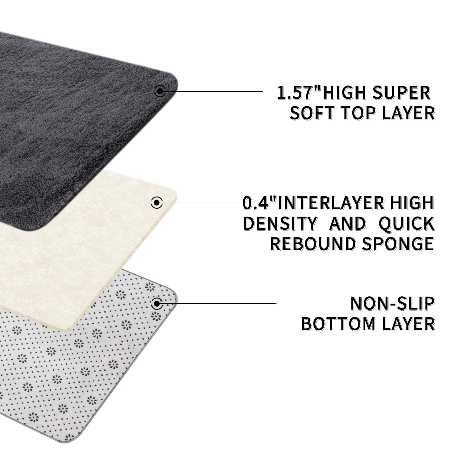Solid Color Fluffy Rugs, Non-slip Soft Shaggy Floor Carpet Mats & Rugs for Room Decor, Washable Non-slip Modern Area Rug, Modern-style Decorative Carpets for Home Livingroom Bedroom, Dark Gray