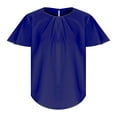 thumbnail image 4 of Women's Casual Basic Pleated Top T-shirt Round Neck Ruffle Sleeve Curved Short Sleeve Solid Blouse 2023 Fashion Comfort Shirt, 4 of 5