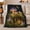 Moonlit Log Fungi, variant on Enchanted Woodland Garden with Detailed Art, Warm Flannel Blanket for Cabin and Lodge, Garden Lovers Housewarming Gift, Fantasy Home Decor