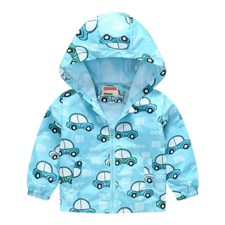 

Kids Grils Boys Print Jacket Zipper Hooded Windproof Coat Toddler Baby Waterproof Jacket Kids Spring Autumn Coat Lightweight Windbreaker Outdoor Raincoat with Hood