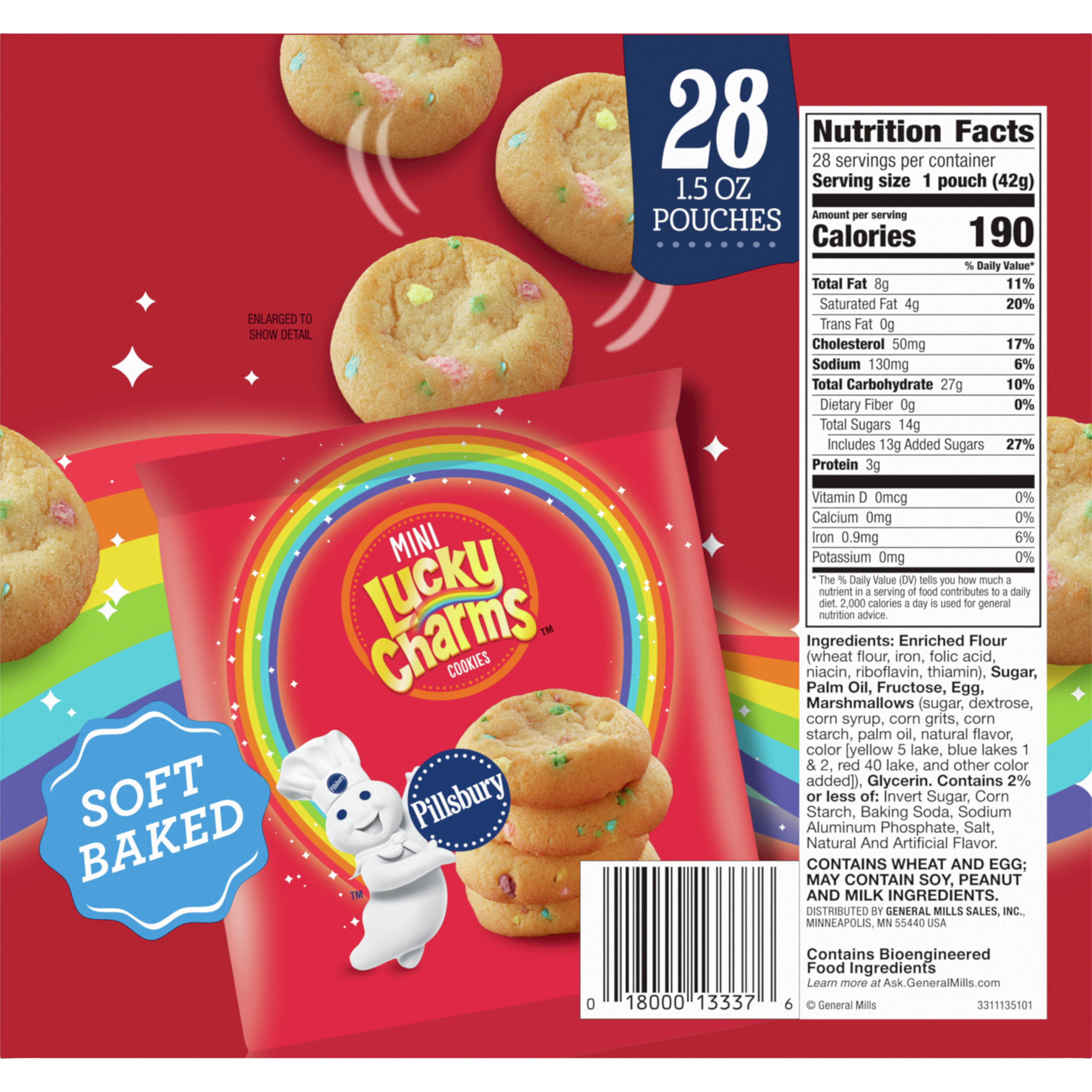 Pillsbury Lucky Charms Mini Soft Baked Cookies, Snack Bags, 28 ct ...