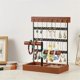 thumbnail image 4 of Brown Biaxial Jewelry Stand Removable Solid Wood Base Ring Storage Box Earring Jewelry Rack Necklaces Rings Jewelry Box, 4 of 5