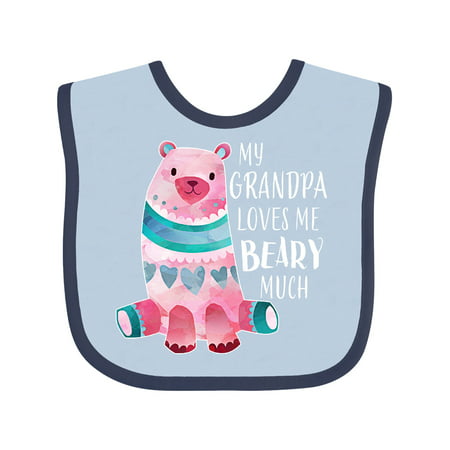 

Inktastic My Grandpa Loves Me Beary Much with Cute Bear Gift Baby Boy or Baby Girl Bib