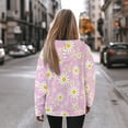 thumbnail image 3 of COEQINE Women's Hoodies Pullover Sweatshirts Oversized Long Sleeves Printing Soft Casual Cozy Fashion Y2K Sweatshirt Loose Lightweight Daisy Floral Pink Fall winter Outfits Clothes, L, 3 of 7