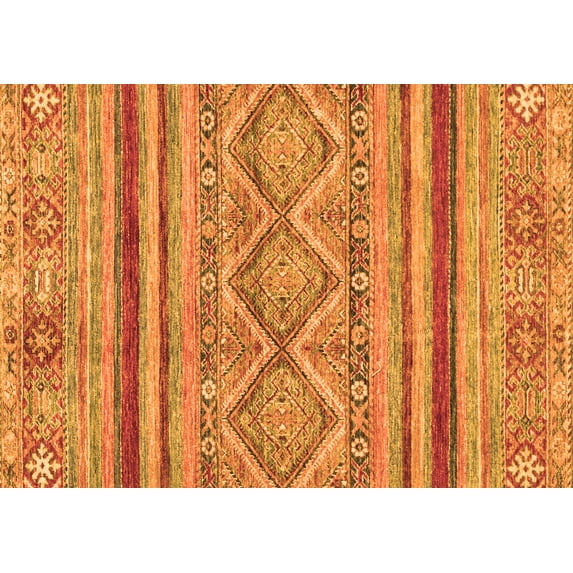 Ahgly Company Indoor Rectangle Abstract Orange Modern Area Rugs, 2' x 5'