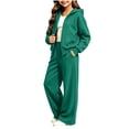 thumbnail image 2 of Bloomae Girls Hoodie Sweatsuit 2 Piece Full Zip Up Long Sleeve Hooded Sweatshirts and Elastic High Waist Wide Leg Jogger Sweatpants Trendy Cozy Athletic Tracksuit Sets, 2 of 8