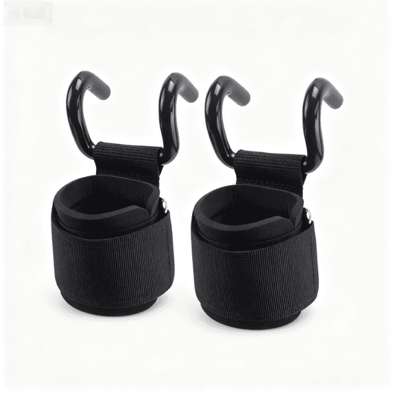 Heavy Duty Weight Lifting Hooks with Wrist Support - Non-Slip Steel Pull Up Deadlift Hooks, Padded Neoprene Adjustable Wrist Straps for Strength Training Gym Workout