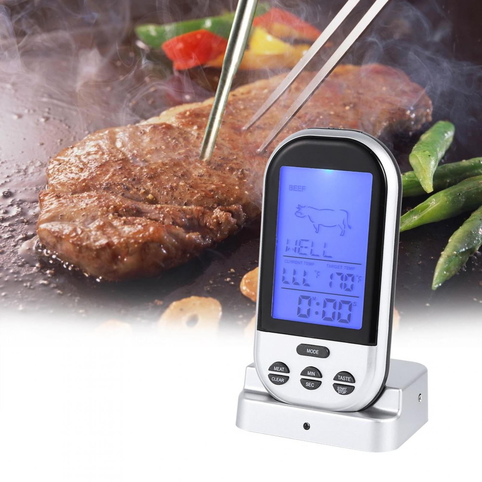 Digital LCD Wireless Remote Kitchen Oven Food Cooking Meat BBQ Grill Thermometer 