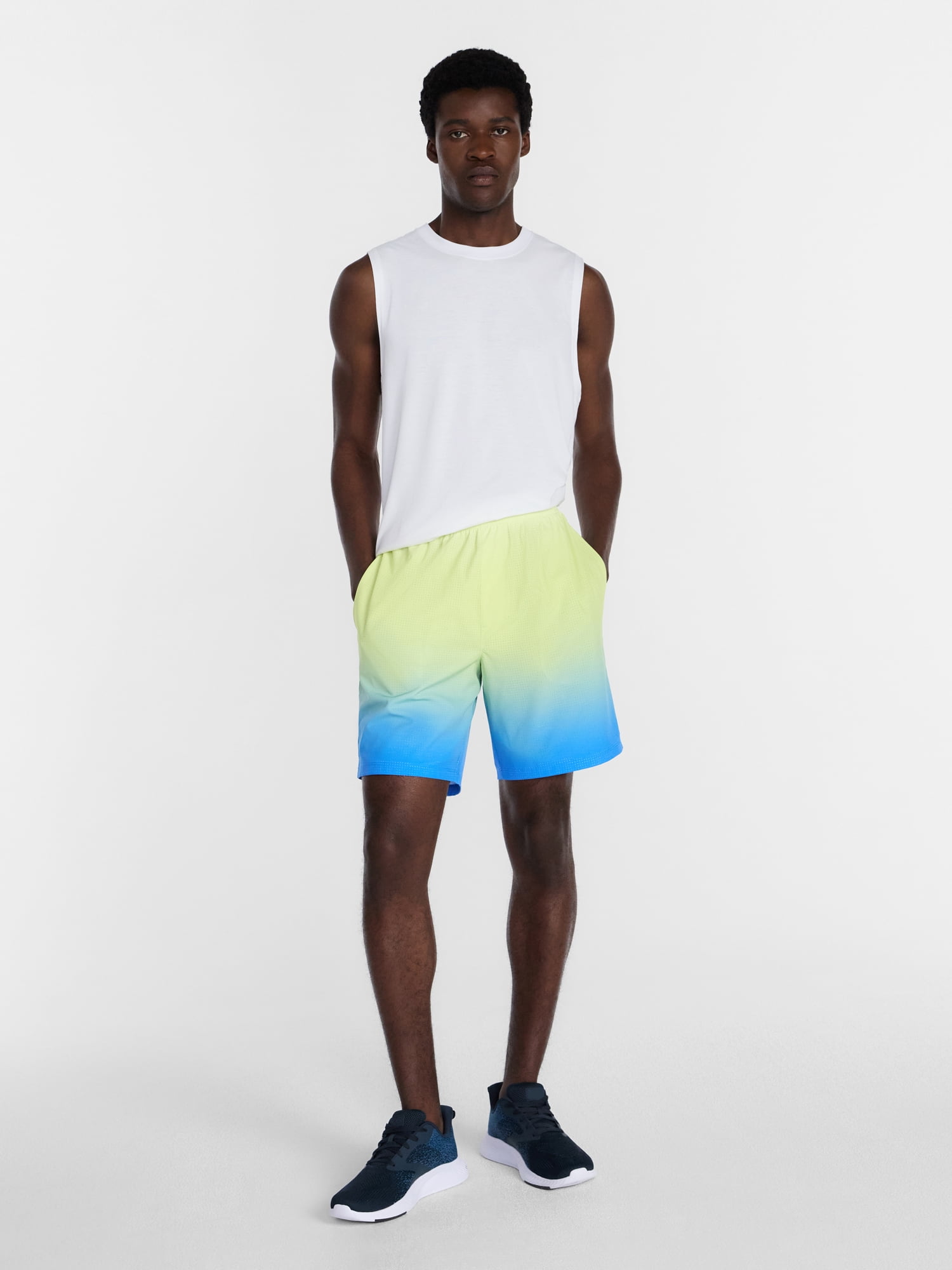 Athletic Works Men's and Big Men's Active Ombre Perforated Woven Performance Shorts, 7" Inseam, Sizes XS-5XL