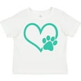 thumbnail image 3 of Inktastic Teal Heart with Paw Print Boys or Girls Toddler T-Shirt, 3 of 5