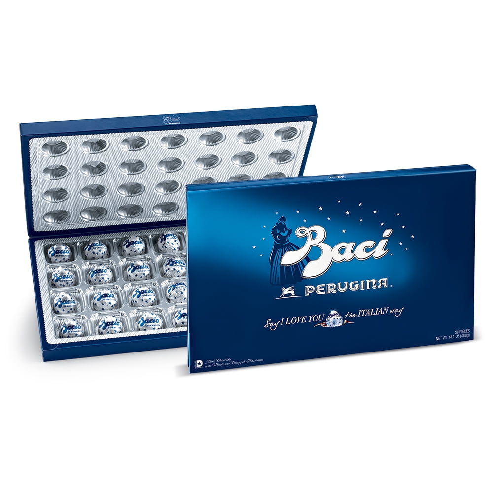 Baci Perugina Original Dark Chocolate Truffle with Hazelnut Core, 28 Ct