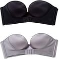 thumbnail image 1 of Paquete de 2 sujetadores push-up sin tirantes antideslizantes invisibles con hebilla delantera/trasera en forma de mano para mujer, 1 of 5