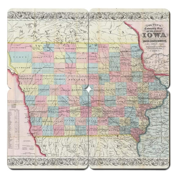 Iowa Old World Map Coaster