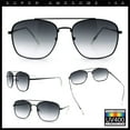 thumbnail image 2 of Mens Classic Double Bridge Rectangular Metal Rim Mobster Sunglasses Black - Smoke, 2 of 7