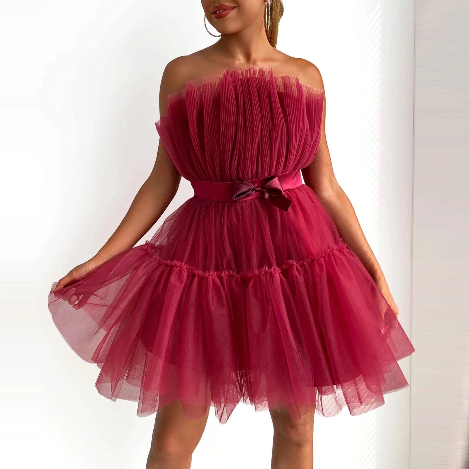 Ruimatai Summer Clearance Women Tulle Dress Sleeveless Short Dress