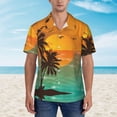 thumbnail image 3 of Summer Travel Silhouette of Beach Sunset Mens Hawaiian Shirt Short Sleeve Casual Button Up Tropical Summer Beach Shirt, 3 of 9