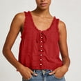 thumbnail image 2 of aohooy Women Cotton Tank Tops Y2k Cropped Lace Button Down Sleeveless Shirt Boho Casual Summer Fashion Tops Dressy Blouse 2026 Red,S, 2 of 7