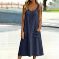 thumbnail image 6 of Tqcoqu Midi Dresses for Women,Sleeveless Crewneck Front Button down Summer Dress with Pockets,Casual Beach Vacation Sundresses 2026,Navy Women's S-XXL, 6 of 8