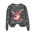 thumbnail image 4 of Futezty Christmas Hoodless Sweatshirt Deer Print Crewneck Fit Pullover Tops Long Sleeve Fashion Loose Blouse Casual, 4 of 4
