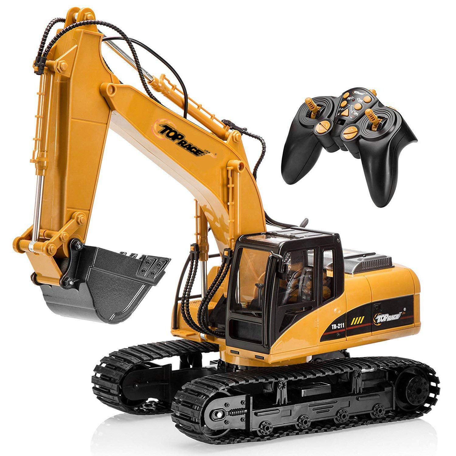 Fisca Remote Control Excavator RC Construction Vehicles 15 Channel 2.4G Full