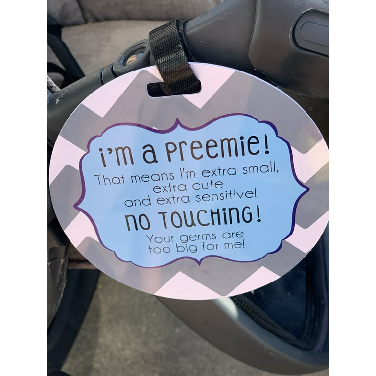 THREE LITTLE TOTS No Touching Baby Car Seat Sign for Newborns Car Seat or Stroller Blue Preemie