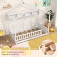 thumbnail image 6 of Gymax Twin Size House Bed w/Storage Shelf Headboard & Guardrail Wooden Slat Support White, 6 of 10
