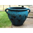 thumbnail image 5 of Egyptian Era Designed Earthen Ware Terra-Cotta Vessel/Planter with Looped Handles. Distressed blue, 5 of 6