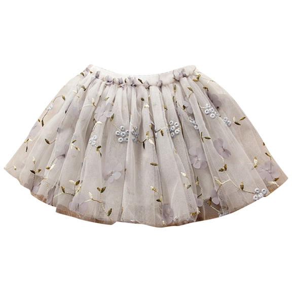 Mrzhqd Girls Skirts Soft Fluffy Tutu Skirt Toddler Party Mesh Tutu Flower Embroidered Dance Princess Skirt For 2-3 Years