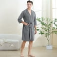thumbnail image 5 of Robes for Men, PUTUO Mens Robe, Lightweight Soft Spa Nightgowns Pajamas for Men with Pockets, Grey, 5 of 6