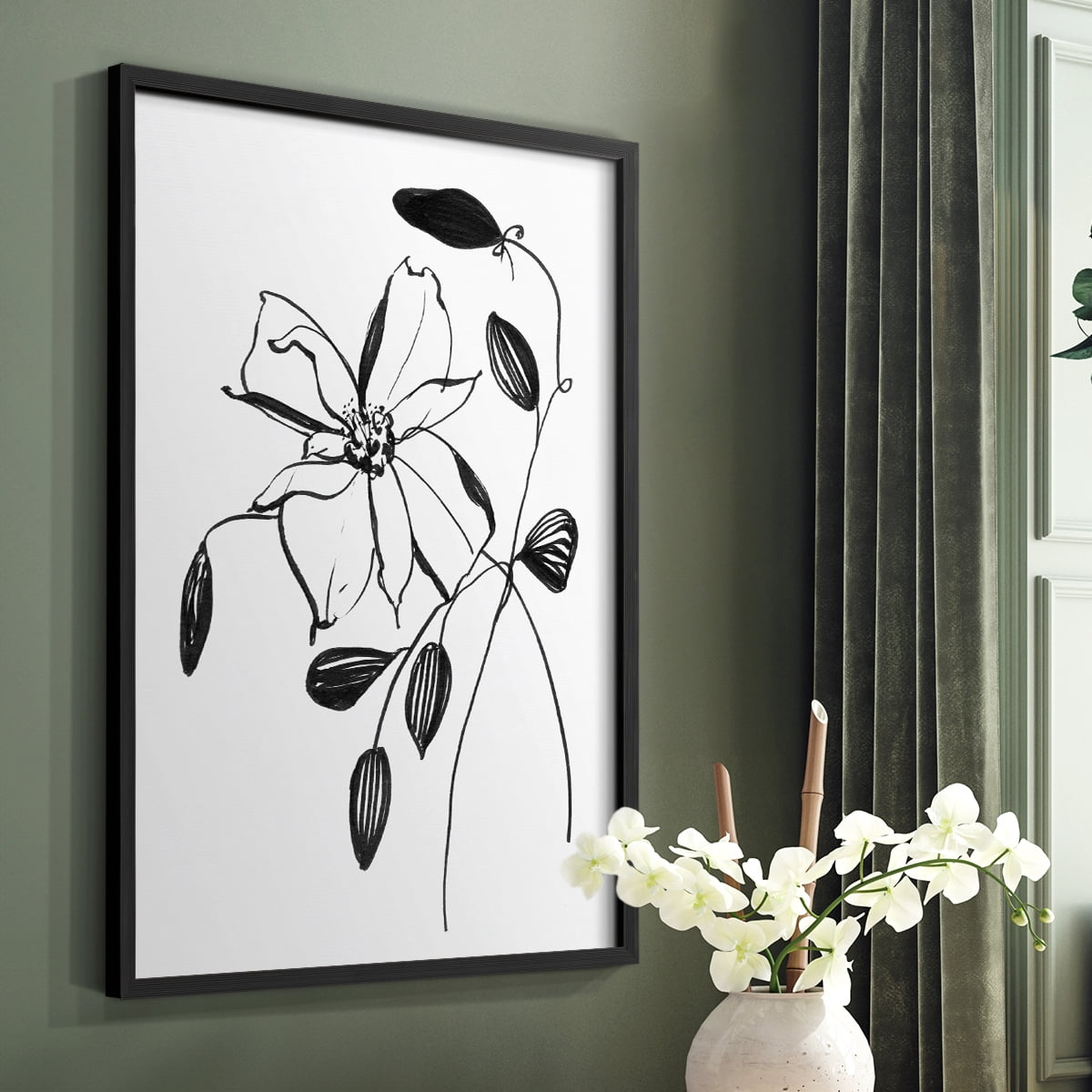 Wild Clematis II Framed Print in Black Solid Wood 11 x 14 Framed Print