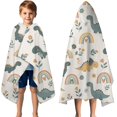 thumbnail image 3 of Beige Dinosaurs Rainbows Flowers Pattern Hooded Bath Towel，50"x30" for Ages 3 To 12 Kids, Quick Dry Lightweight Soft Microfiber Hood Beach Towel Cover Up for Kids, 3 of 7