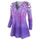 thumbnail image 2 of Tallas grandes con cremallera en V cuello floral escalera recortado frío hombro superior Rosegal Mangas largas de talla grande, 2 of 5