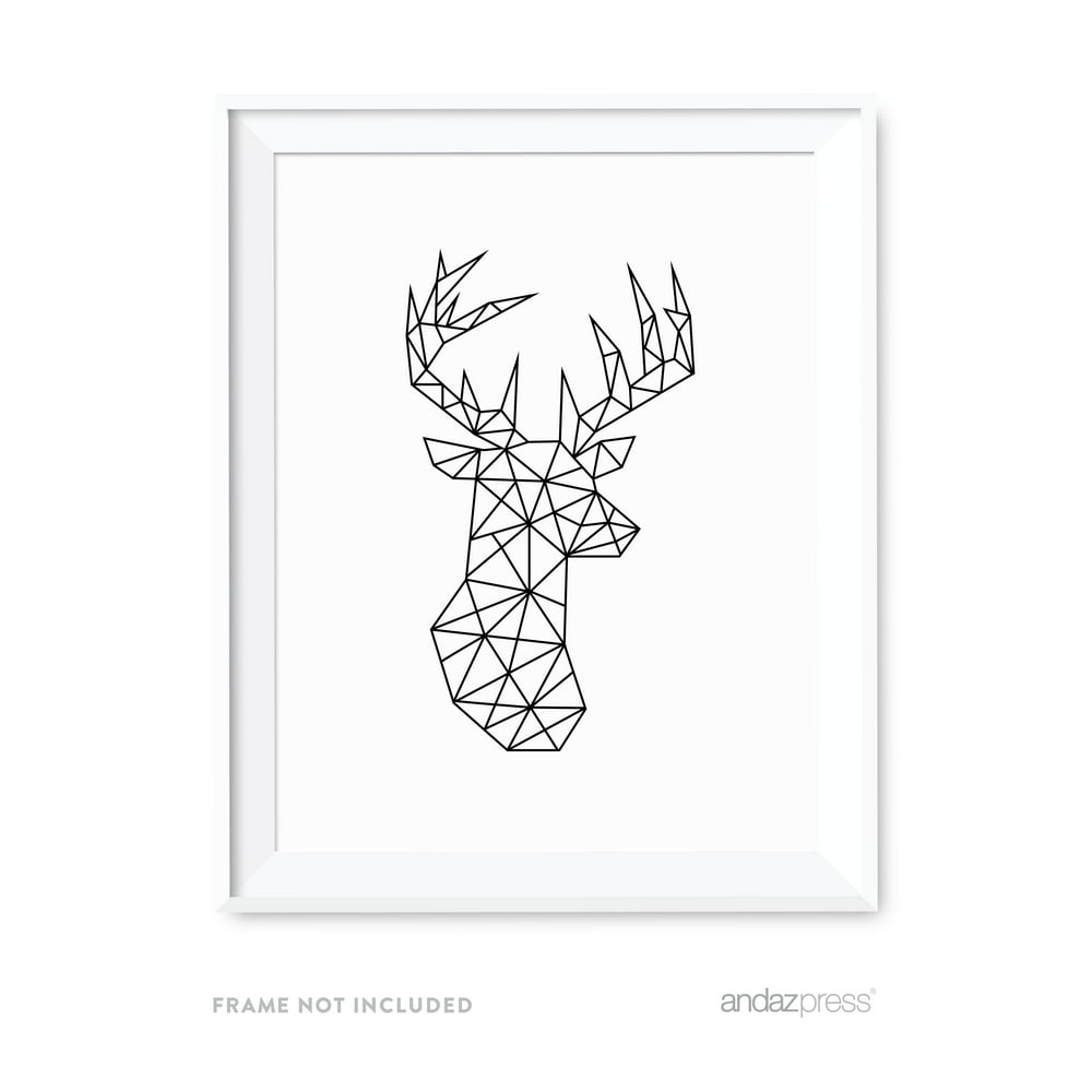 Deer Geometric Animal Origami Wall Art Black White Deer Geometric Animal Origami Wall Art Black White