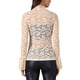 thumbnail image 3 of INSPIRAR CHIC Blusa de Mujer Floral de Encaje de Malla Transparente Cuello Mock Casual S Beige, 3 of 6