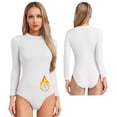 thumbnail image 5 of Haitryli Women's Long Sleeve Fleece-lined Leotard Figure Skating Acrobatics Competition Stage Performance Outfit White Mock Neck 170, 5 of 7
