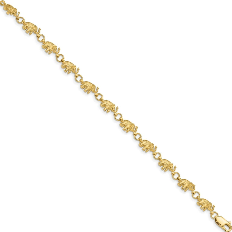 14K Yellow Gold Elephant Bracelet Made In United States fb397 7
