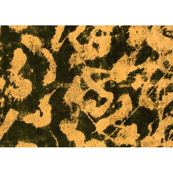 Ahgly Company Indoor Rectangle Abstract Orange Modern Area Rugs, 2' x 5'