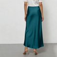 thumbnail image 4 of WULMLEO Women's Elegant Satin Skirts High Waisted Flared Casual Work Office Fishtail Midi Skirt Dark Blue L, 4 of 4