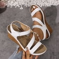 thumbnail image 4 of Women's Orthopedic Sandals High Heeled Platform Wedges Open Toe Crooss Strap Hook and Loop Casual Slingback Beach Vacation Dress Shoes White Size 8.5, 4 of 7