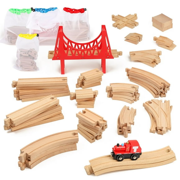 Set de vías de tren WudBudz, 60 piezas, 100% compatible con Thomas