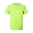 thumbnail image 2 of Wild Bobby, White Wizard Glasses and Lightning Scar, Movies, Men Graphic Tee, Safety Green, 4X-Large, 2 of 4