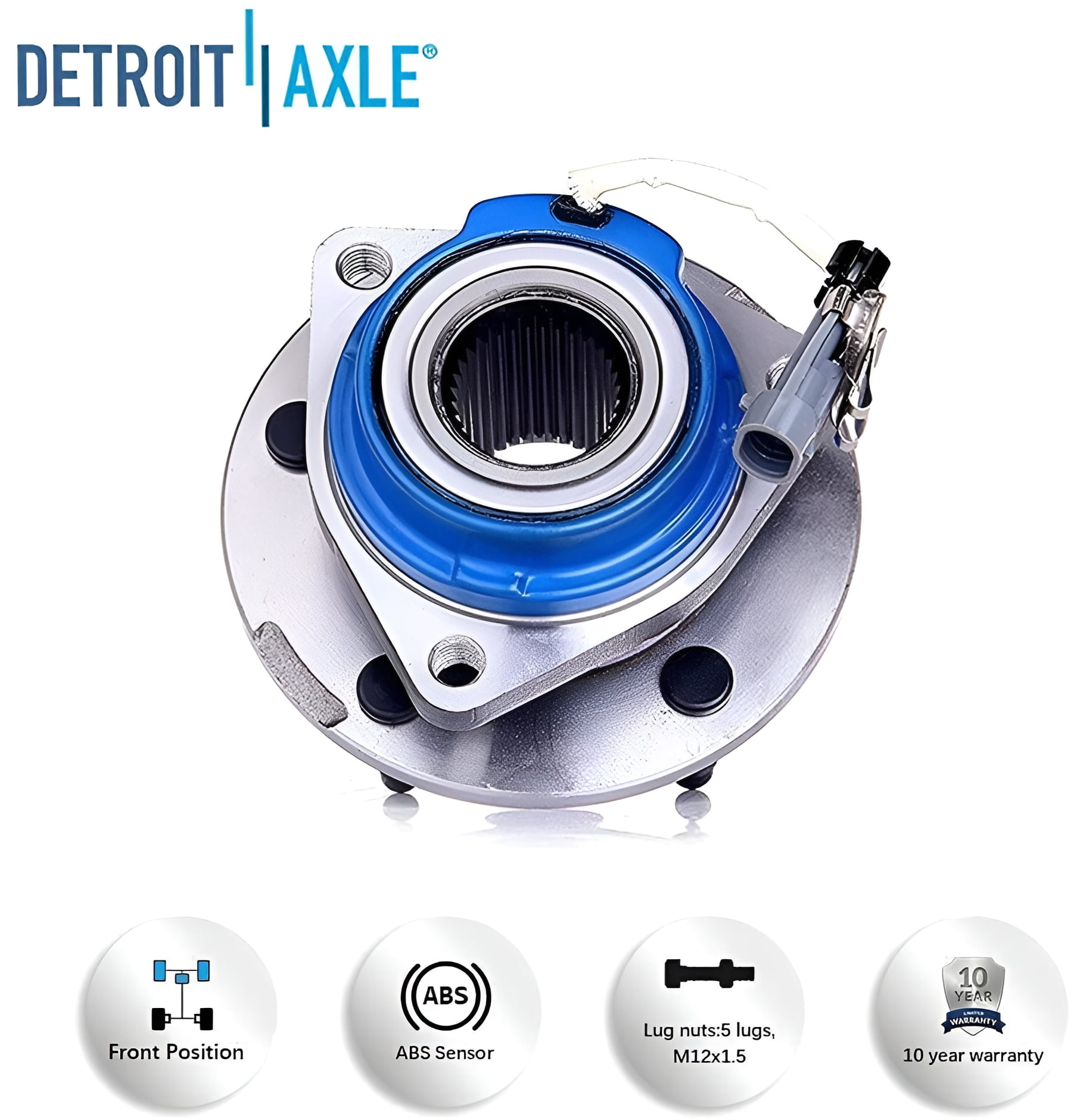 Detroit Axle - Front Wheel Bearing Hub for 00-13 Chevrolet Impala Monte Carlo, 97-08 Pontiac Grand Prix, 06-11 DTS, 05-09 Buick Lacrosse, 06-11 Lucerne, 00-05 LeSabre, Wheel Bearing Hub Replacement