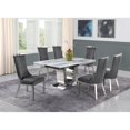 thumbnail image 3 of White Marble 7pc Dining Set with Silver Stainless Steel and 6 Chairs, 3 of 4