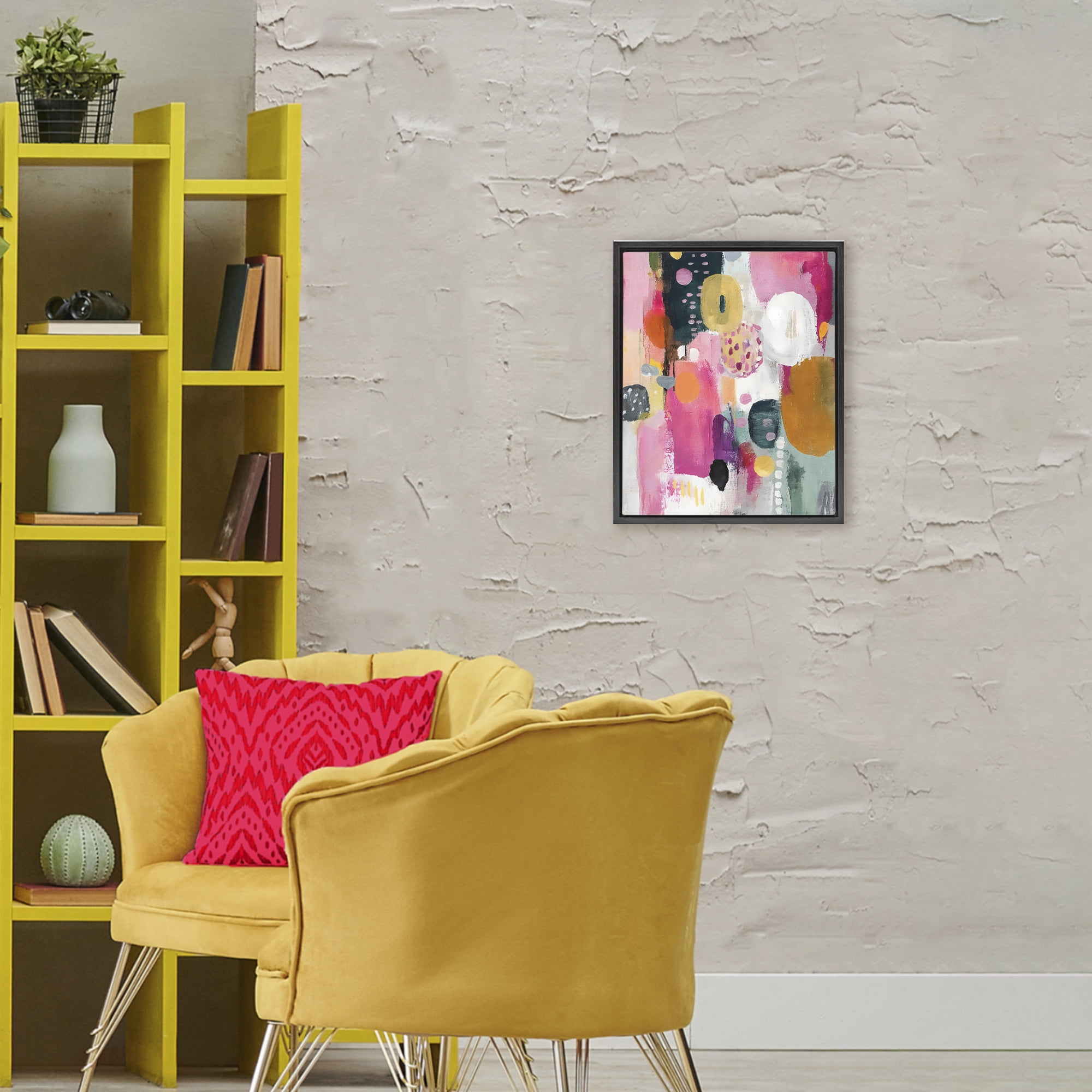 Stupell Industries Abstract Blooms Cascade Black Framed Floater Canvas Wall Art, design by Riley B