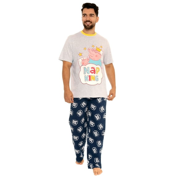Mens Daddy Pig Nap King Short Sleeve Pajamas Sizes S-XXL