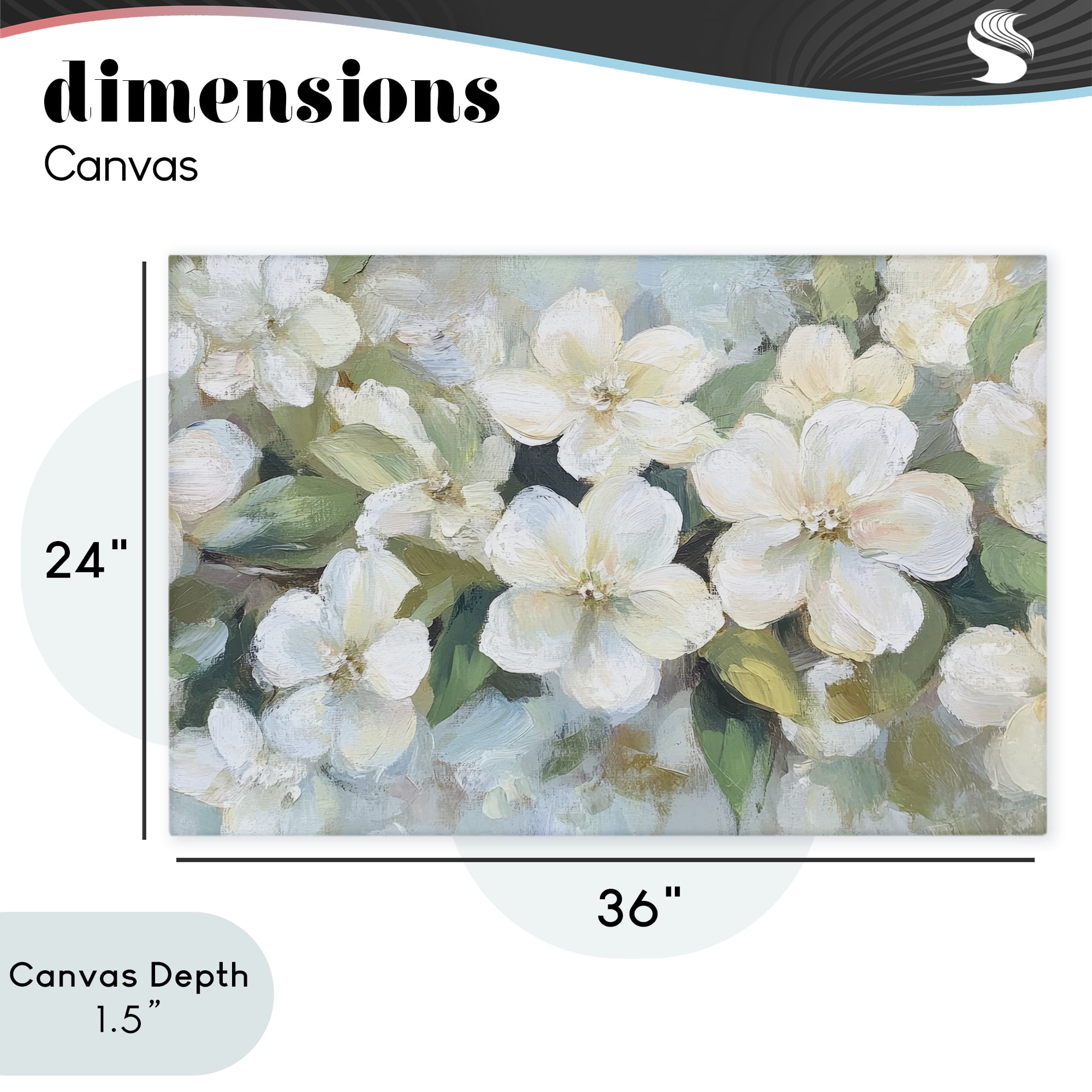Stupell Industries Painted White Flowers in Leaves Canvas Wall Art, design by Petal Prints Design