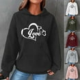 thumbnail image 5 of Hoodies for Women Graphic Heart Print Cute Long Sleeve Waffle Drawstring Pullover Spring Fall Sweatshirts with Pockets(White,M), 5 of 5