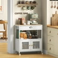 thumbnail image 6 of Buffets Coffee Bar Station, 3-Tier Small Coffee Stand Station with Storage, Farmhouse-Style Microwave Cart Featuring 2-Door Cabinet Ideal for Living Room, Entryway, Sideboards, 6 of 15