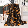 thumbnail image 2 of Halloween Spider Bat Pattern Blanket,Comfortable Soft Flannel Throw Blanket,All Season,Warm Lightweight Blankets for Sofa Bed Couch Living Room Chair,50"x60", 2 of 4