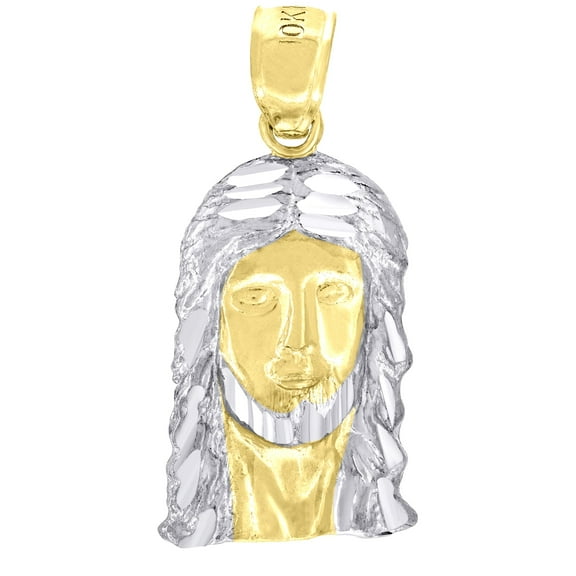 10kt Two-Tone Gold Mens Jesus Religious Charm Pendant